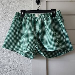Green Checkered Women's Pajama Shorts